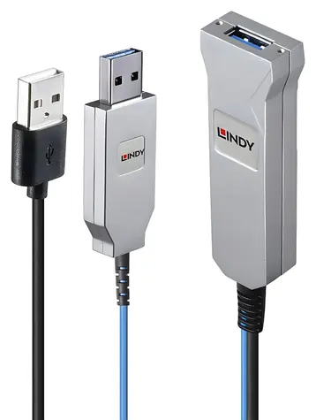 Lindy optický USB 3.0 kábel 30 m modrá / USB kábel / USB-A - 2x USB-A / 5 Gbit/s / 0-70 °C
