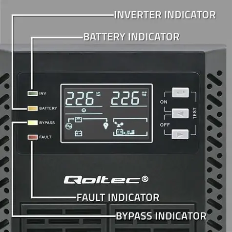Qoltec 52281 / UPS / Online / 2000VA / 2000 W / LCD / USB