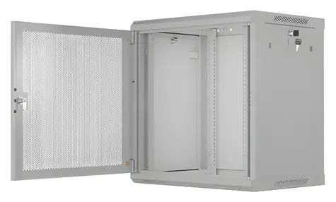 Lanberg WF01-6412-23S sivá / Nástenný rozvádzač / 19" / 12U / 600x450 mm / perforované dvere / flat pack