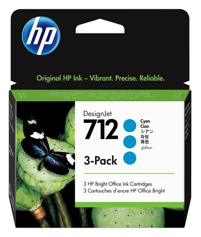 HP 712 3-Pack azúrová / Atramentová kazeta / DesignJet T210, T230, T250, T630, T650 / 3× 29 ml