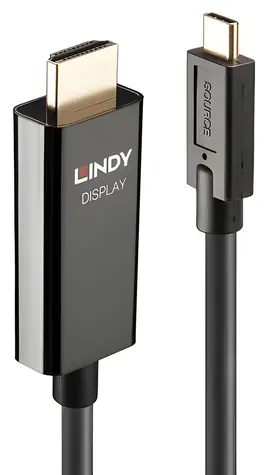 Lindy USB-C na HDMI čierna / Adaptérový kábel / 10 m / 4K 60Hz / HDR