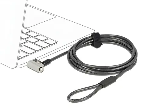 NaviLock Káblový zámok na notebook 3v1 / Zámok na notebook / Kensington, Nano, Noble Wedge / 2 m