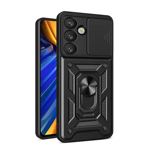 Hurtel Hybrid Armor Camshield Realme P3 5G čierna / Puzdro / so stojanom / s krytom kamery