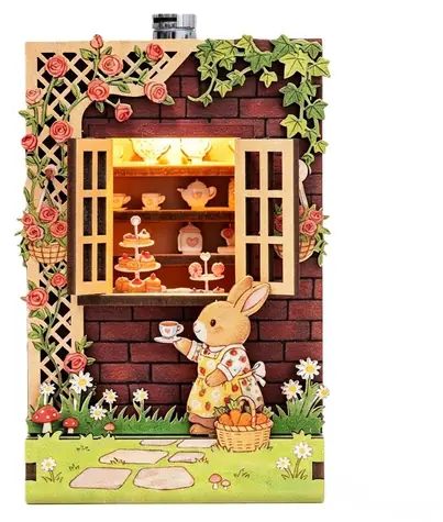 2KIDS TOYS 3D drevená skladačka Magnet Zajačikova cukráreň / LED osvetlenie / drevo / od 14 rokov