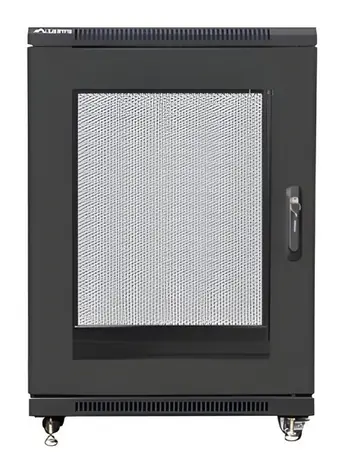 Lanberg FF01 15U 19" čierny / Stojanový rozvádzač / 600×800 mm / Flat pack / Perforované dvere / Voľne stojace