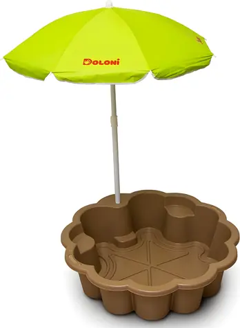 DOLONI Pieskovisko Kvetina EKO hnedá / so slnečníkom / 81 × 81 × 20 cm / nosnosť 30 kg