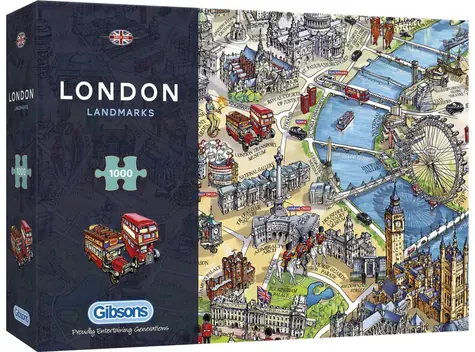 GIBSONS Puzzle Londýnske pamiatky / 1000 dielikov / 68 x 49 cm