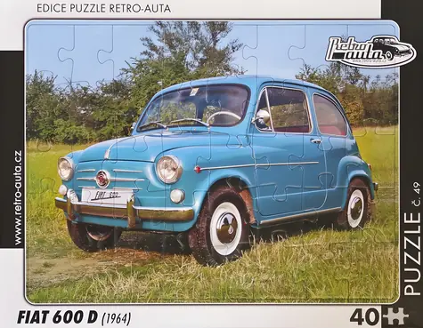RETRO-AUTA Puzzle č.49 Fiat 600 D (1964) / 40 dielikov / 32 x 24 cm