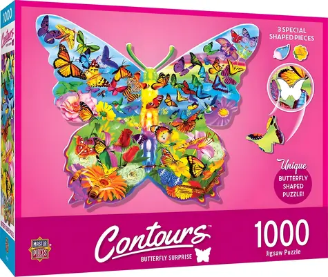 MASTERPIECES Obrysové puzzle Motýlie prekvapenie / 1000 dielikov / 87 × 60 cm