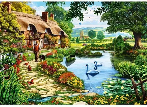 BlueBird Puzzle Chata pri jazere / 500 dielikov / 47,8 x 34,2 cm