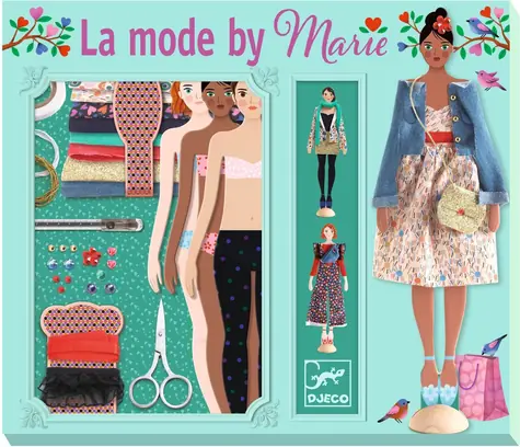 DJECO Kreatívna sada FASHION by Marie / 3 bábiky / Textílie a doplnky / Bez šitia