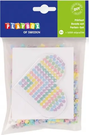 PLAYBOX Zažehľovacie korálky Malá sada Srdce / 1000 ks / pastelové farby / O 5 mm