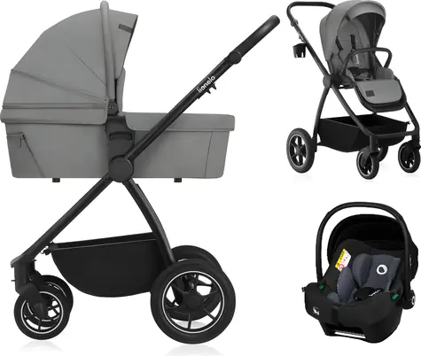 Lionelo Kočík kombinovaný Meril 3v1 Grey Stone / Hliníkový rám / Terénne bicykle / Autosedačka do 13 kg