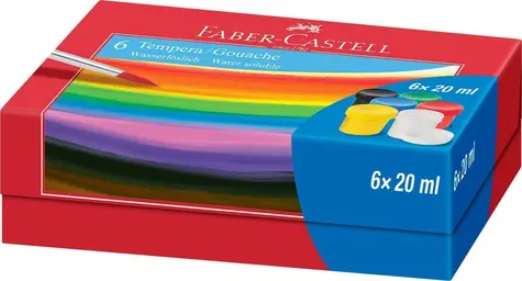 Faber-Castell Temperové farby 6x20 ml / Temperové farby / Vysoko pigmentované / Vodou riediteľné
