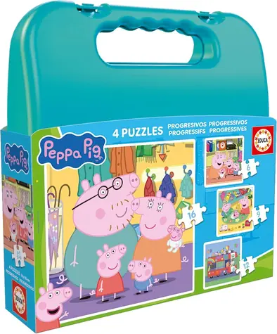 Educa Puzzle v kufríku Prasiatko Peppa II 4v1 / (6 & 9 & 12 & 16 dielikov) / od 3 rokov
