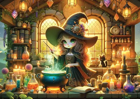 YAZZ Puzzle Roztomilá čarodejnica / 1000 dielikov / od 14 rokov