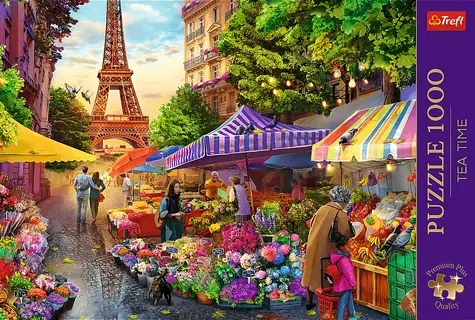 Trefl Puzzle Premium PLUS Tea Time: Kvetinový trh / 1000 dielikov / 68,3 x 48 cm