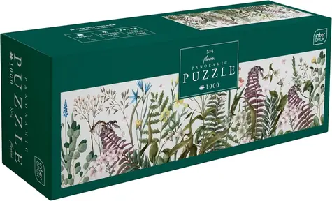 INTERDRUK Panoramatické puzzle Paprade a kvety / 1000 dielikov / 96x32 cm