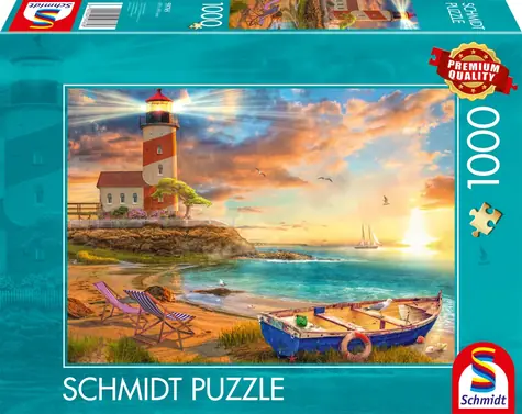 Schmidt Puzzle Západ slnka NAD zátokou s majákom / 1000 dielikov / od 12 rokov