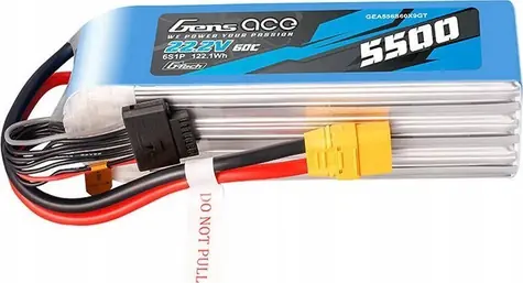 Gens Ace G-Tech 5500mAh 22,2 V 60C / LiPo batéria / 6S1P / Konektor XT90