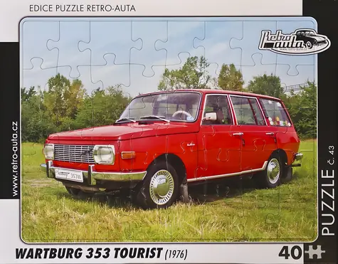 RETRO-AUTA Puzzle č.43 Wartburg 353 Tourist (1976) / 40 dielikov / 32 × 24 cm