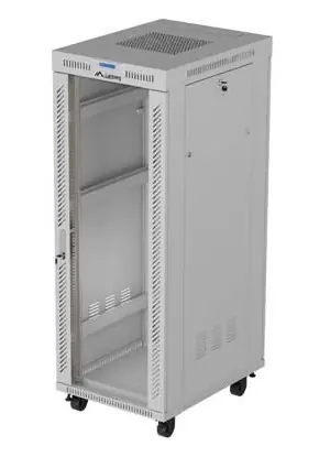 Lanberg 32U 19" sivý / Stojanový rozvádzač / 600x800 mm / Flat pack / Sklenené dvere / LCD / Nosnosť 1200 kg