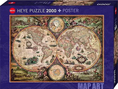 HEYE Puzzle Stará mapa sveta / 2000 dielikov / 97 × 69 cm