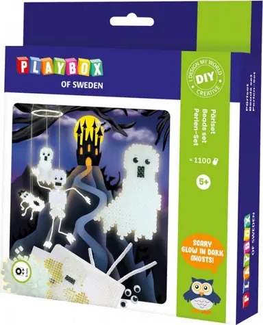 PLAYBOX Svietiace zažehľovacie korálky Kostlivci a duchovia / 1100 ks / od 5 rokov