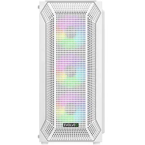 Evolveo Xenon biela / PC skriňa / Midi Tower / ATX/mATX/Mini ITX / 4X ARGB / temperované sklo