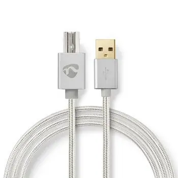 Nedis Profigold Fabritallic USB-A - USB-B kábel k tlačiarni / Kábel USB / USB 2.0 / 480 Mbps / 2 m