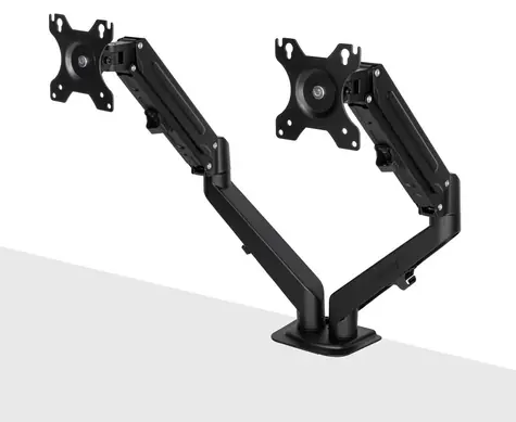 Lindy 40708 čierna / Rameno pre dva monitory / plynová pružina / 17-27" / nosnosť 5 kg / náklon 0-180 ° / rotácia 180 °