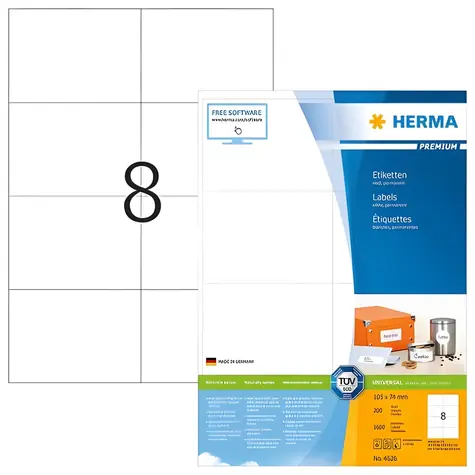 Herma Etikety Premium 105x74 mm / Etikety / papier matný / biela / 1600 ks