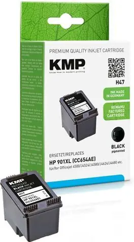 KMP kompatibilný cartridge HP CC654AE č.901XL čierna / Náplň do tlačiarne / 700 strán / XL