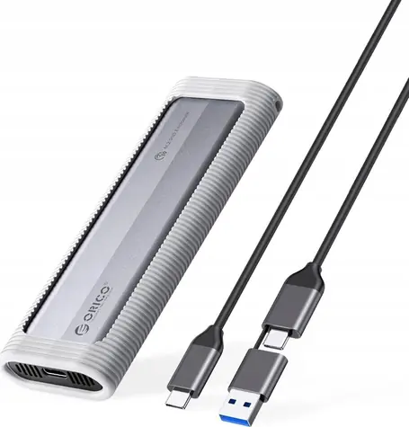 Orico externý box pre M.2 NVMe a NGFF SSD sivá / Externý box na SSD / USB-C / 6-10 Gbps / kábel USB-C-USB-C/USB-A