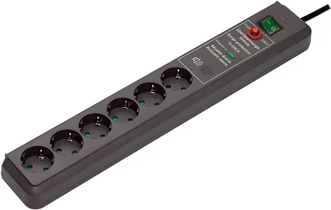 Brennenstuhl Secure-Tec antracit / Predlžovací kábel / Prepäťová ochrana / 6x zásuvka / 3500 W