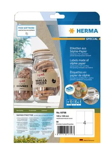 Herma Silphie etikety 105x148mm hnedá / Etikety / permanentná / 80 ks / 20 listov