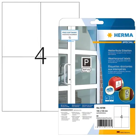 Herma Etikety Outdoor biela / Etikety / vodeodolné / 105x148 mm / 80 ks