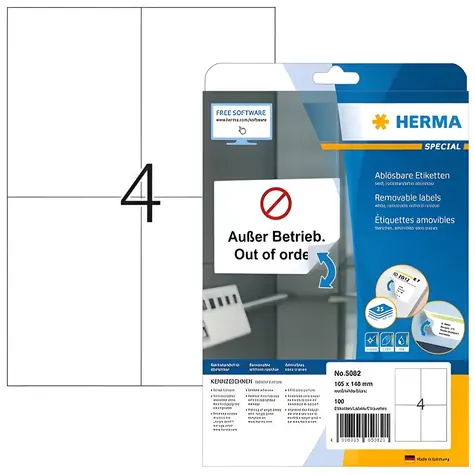 Herma Univerzálne etikety 105x148 mm / biele, snímateľné / 25 listov / 100 ks