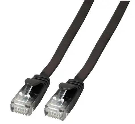 EFB Cat6A 3 m čierna / Plochý patch kábel / RJ-45 / U/UTP / PVC / 10Gbit/s