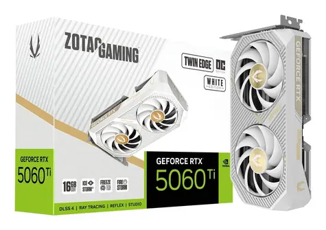 Zotac GAMING GeForce RTX 5060 Ti Twin Edge OC White / Grafická karta / 2602 MHz / 16GB GDDR7 / 128bit / 1x HDMI + 3x DP