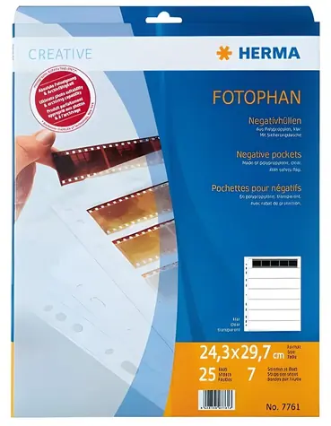 Herma Obal na negatív 35 mm / Obal na negatív / PP číry / 25 listov / 7 pásikov