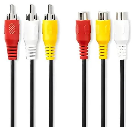 Nedis Kompozitný video kábel 3x RCA - 3x RCA 5 m čierny / Kábel / poniklované konektory / 480p