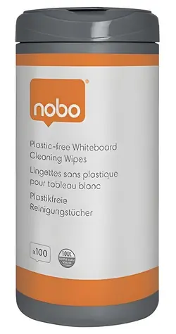 NOBO Vlhčené obrúsky na popisovacie tabule / Čistiace obrúsky / recyklovaný obsah / 100 ks