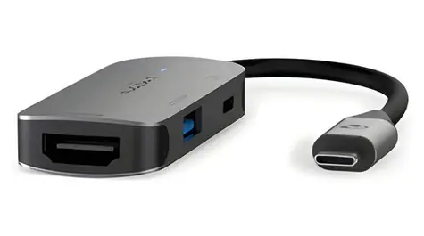 Nedis USB-C Multiport adaptér sivý / 3-in-1 / USB-A / USB-C / HDMI / USB 3.2 Gen 1 / 5 Gbps / 0,10 m
