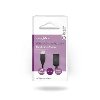 Nedis OTG adaptér Micro-B(M) - USB-A(F) čierna / Adaptér / USB 2.0 / 480 Mbps / poniklovaný