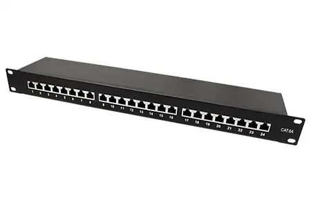 Value Patch panel 19" Cat.6A STP čierny / Patch panel / 24 portov / RJ-45