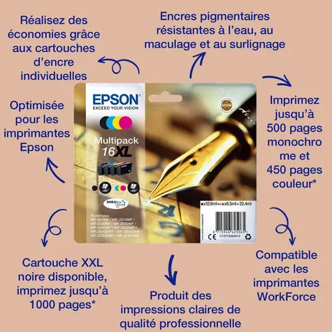 Epson 16 žltá / Originálna cartridge / WF-2010, WF-2510, WF-2520 / 3,1 ml