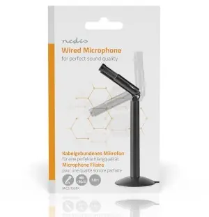 Nedis stolný mikrofón / Mikrofón / Káblový / 3,5 mm jack / Všesmerový / 1,8 m kábel