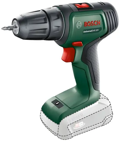 BOSCH UniversalDrill 18V zeleno-čierna / Aku vŕtací skrutkovač / 18V / skľučovadlo 10 mm / bez aku a nabíjačky