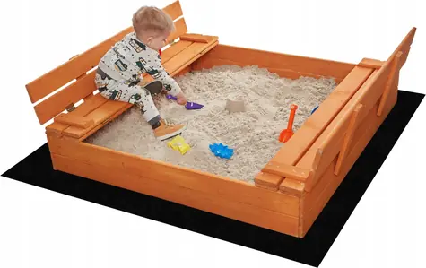 Sand Tropic Drevené pieskovisko s lavičkami a príslušenstvom 100x100 cm (impregnované)